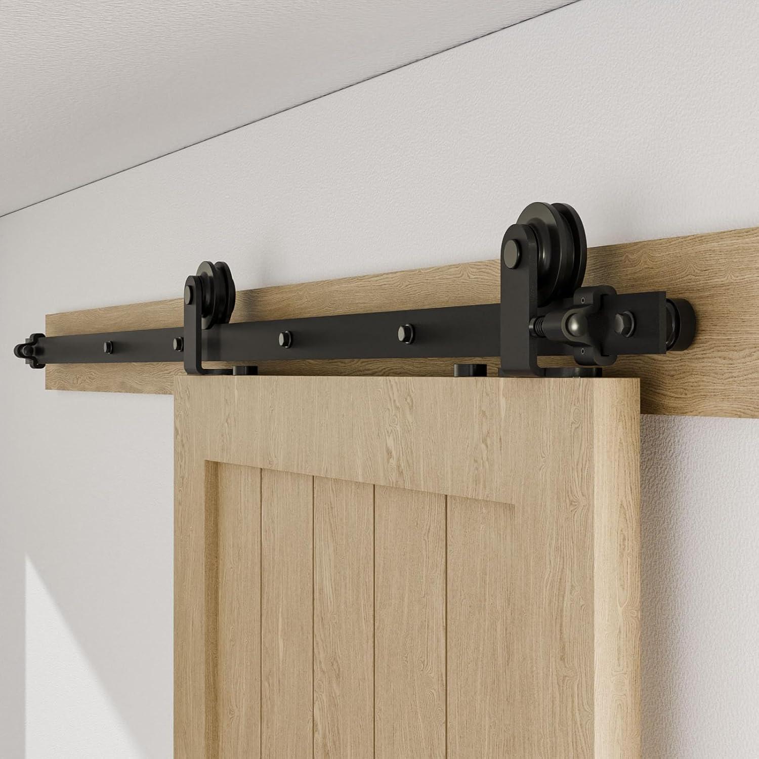 MARLIN MANUFACTURING COMPANY, INCORPORATED 6FT Sliding Barn Door Hardware Kit For Single Wood Door, Smoothly And Quietly, Easy To Install Fit 35" Wide And 1.18"-1.96" Thickness Door Panel, Includes Installation Instruction