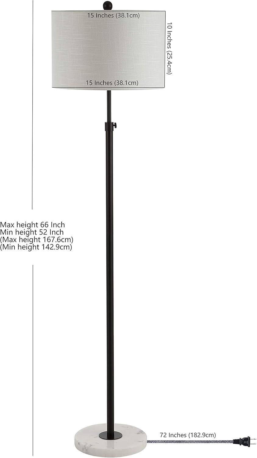 June Contemporary Adjustable 66" Oil-Rubbed Bronze Floor Lamp with White Linen Shade