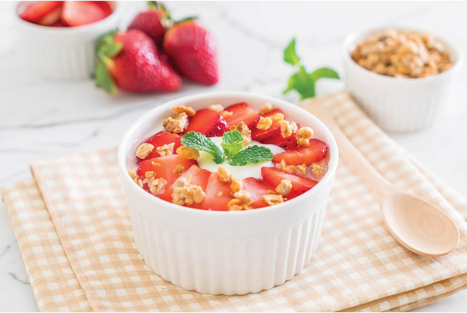 HAOTOP Mini Ramekins 1 oz 30 ml Porcelain Souffle Dish, Small Dipping Sauce, Dessert Cups Set, Oven Safe, Set of 6