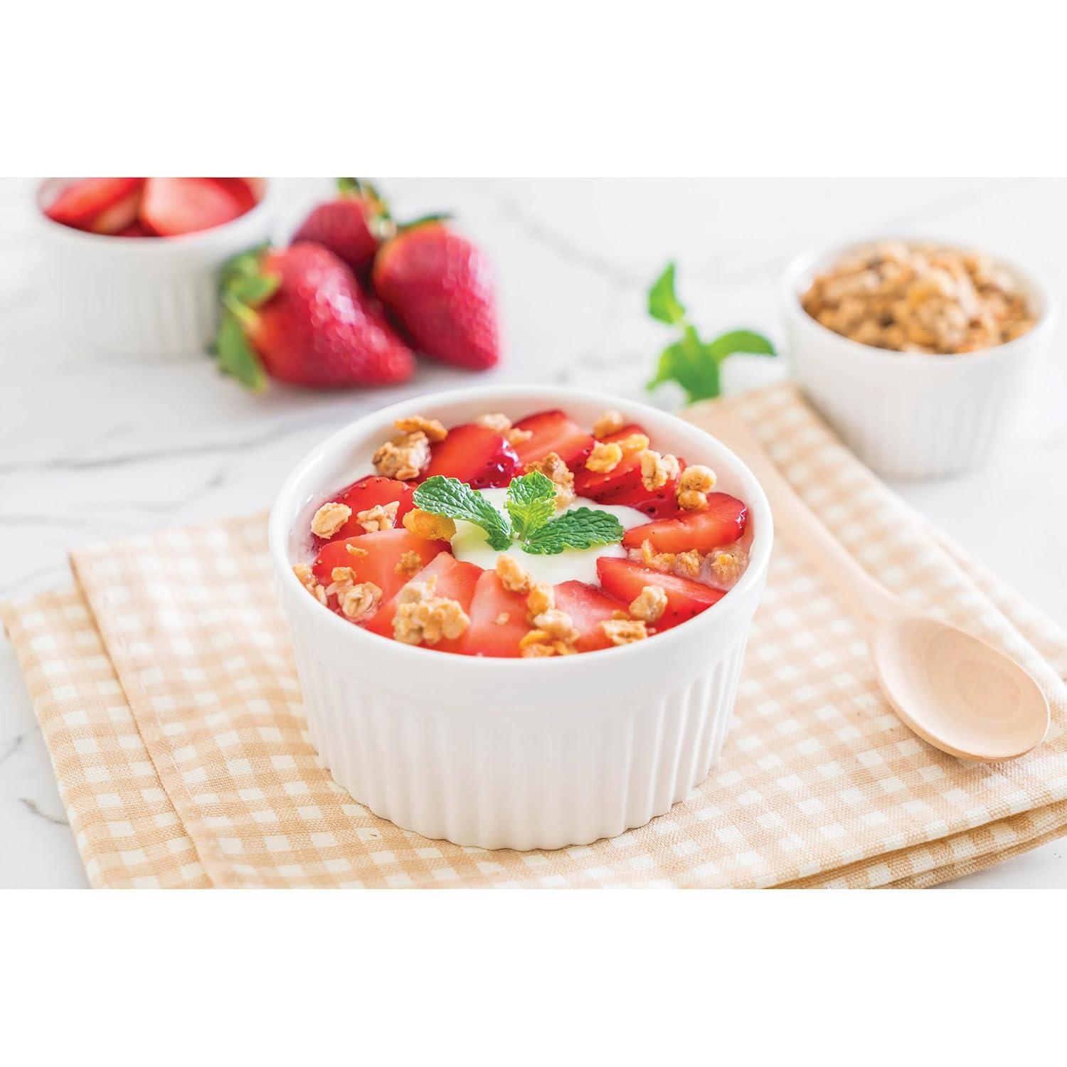 HAOTOP Mini Ramekins 1 oz 30 ml Porcelain Souffle Dish, Small Dipping Sauce, Dessert Cups Set, Oven Safe, Set of 6