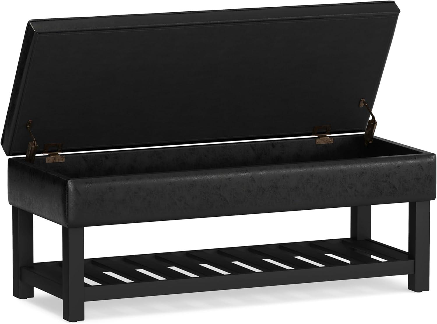 Simpli Home Cosmopolitan 44"W Transitional Tufted Storage Ottoman Bench with Lift Top