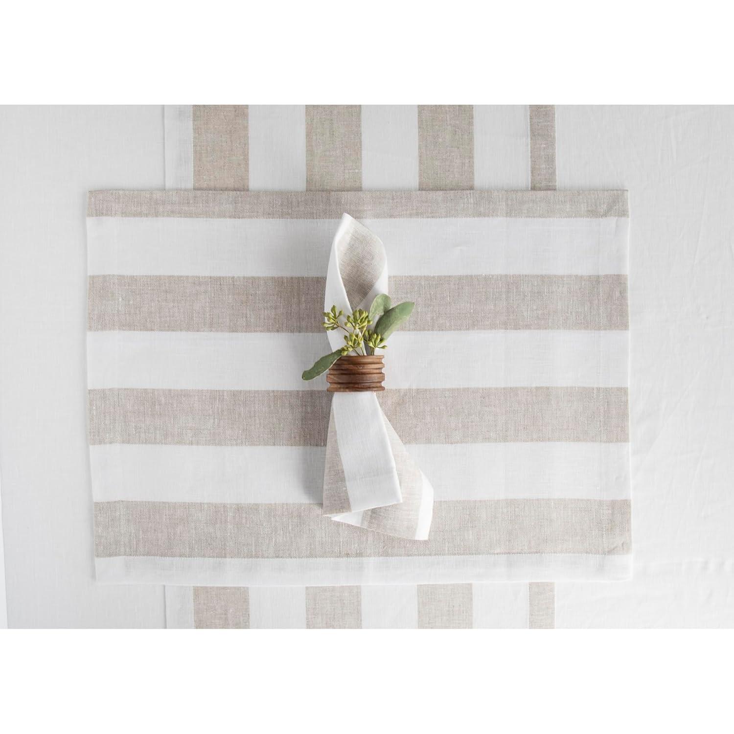 Solino Home Cabana Stripe - 100% Pure Linen Placemats (Set of 4)