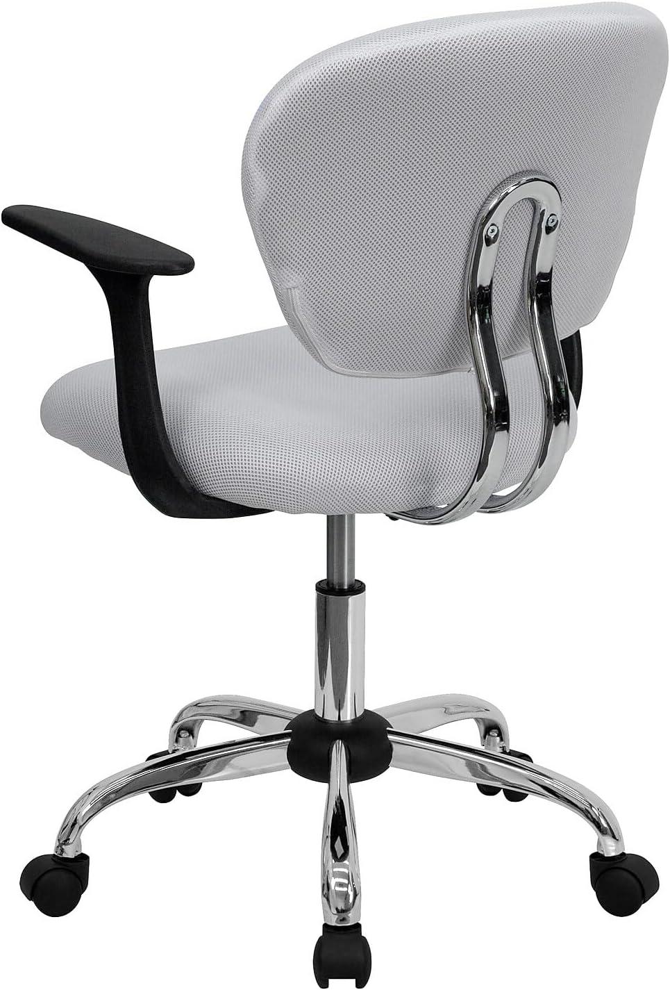 Mid-Back White Mesh Swivel Task Chair with Chrome Base