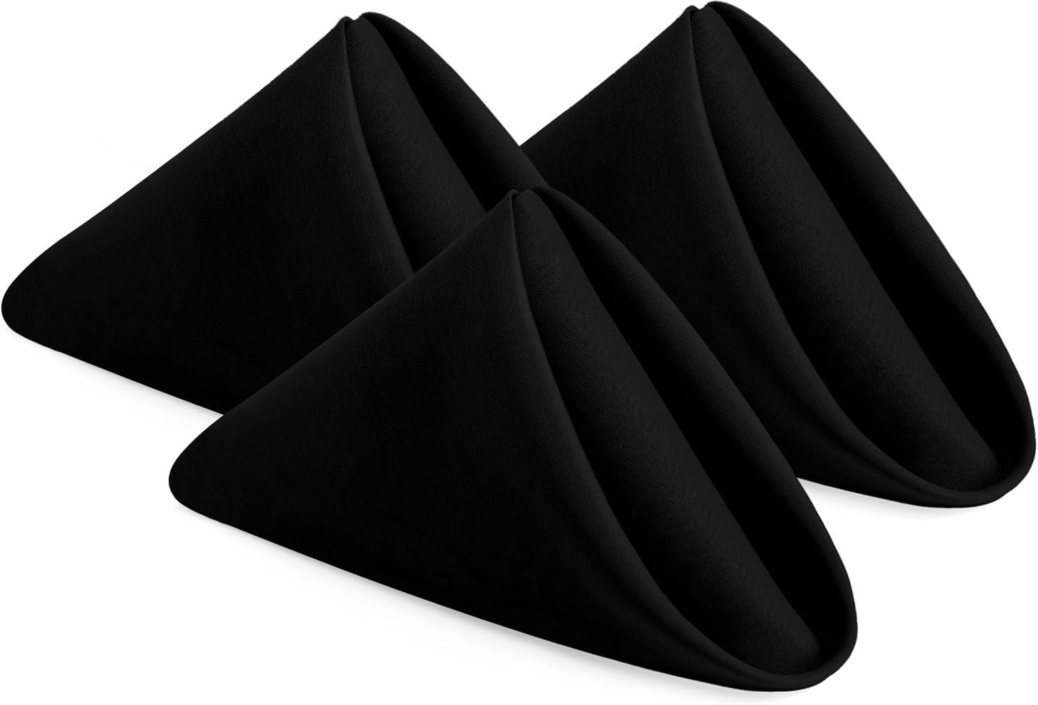 Black Polyester 20x20 Inch Cloth Napkins, 12 Pack