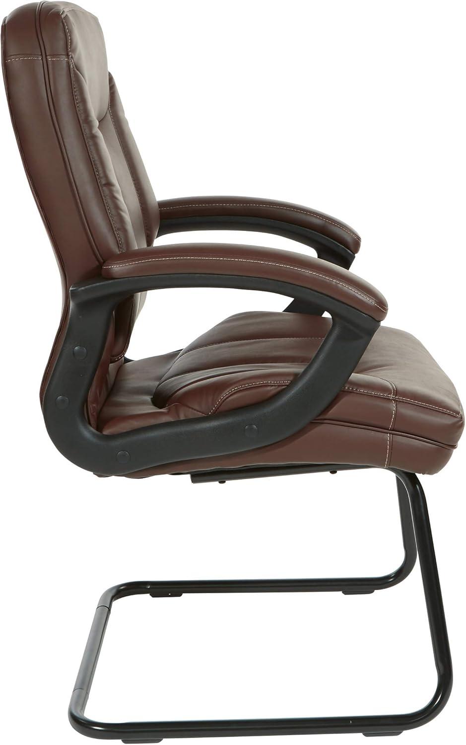 Executive Chocolate Faux Leather Visitor Chair with Contrast Stitching