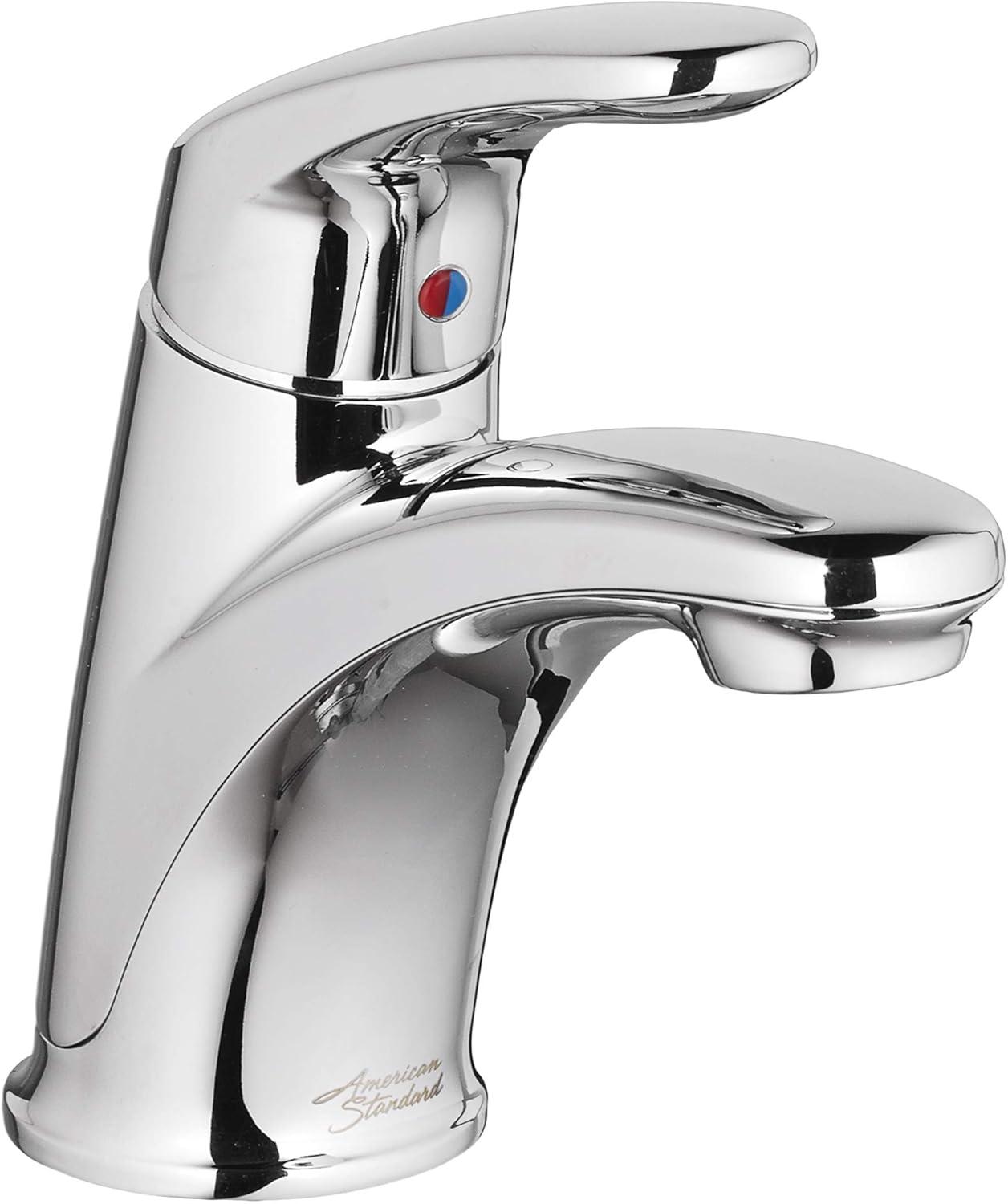 Polished Chrome Single-Handle Bathroom Faucet with Metal Drain