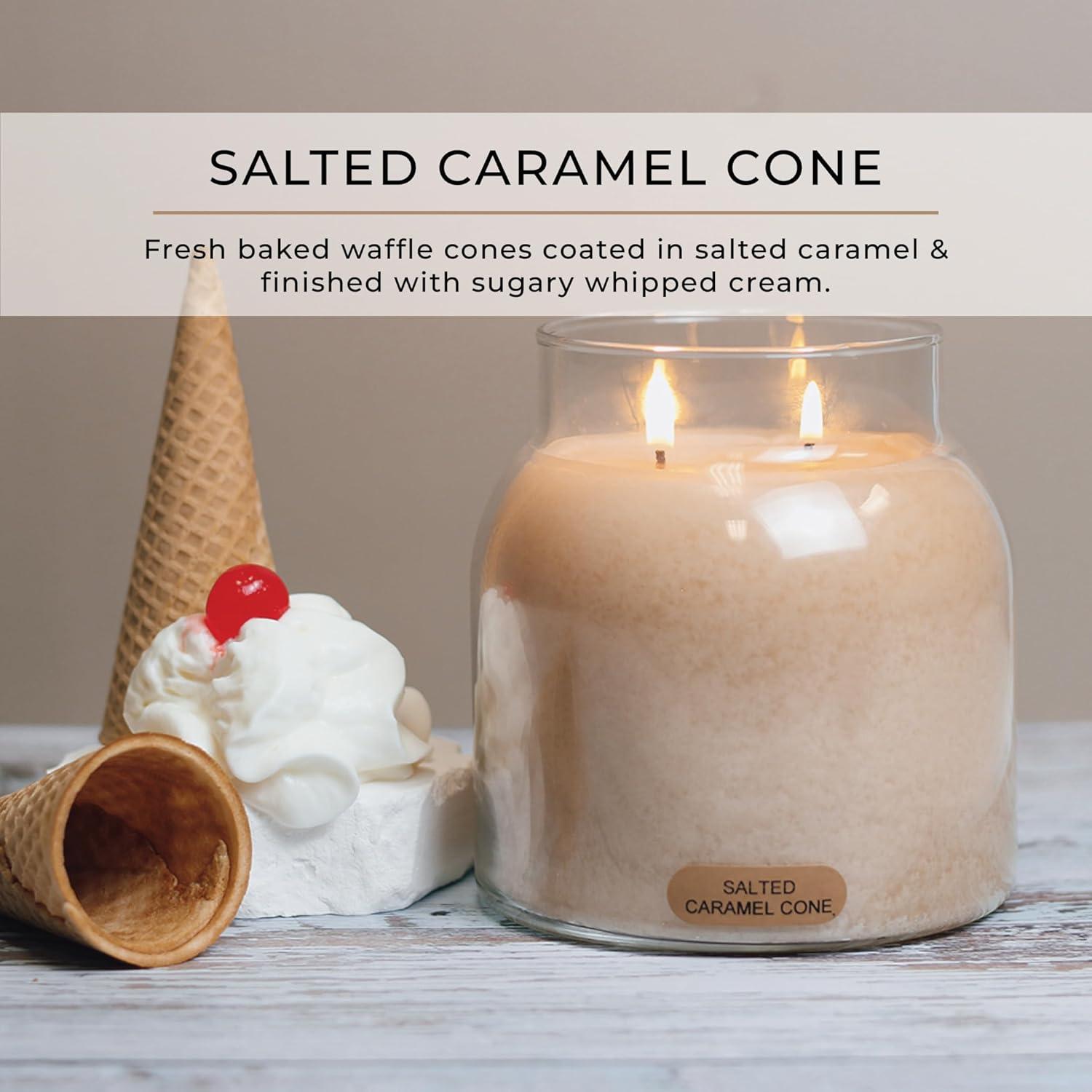 Salted Caramel Cone Scented Jar Candle with Black Lid