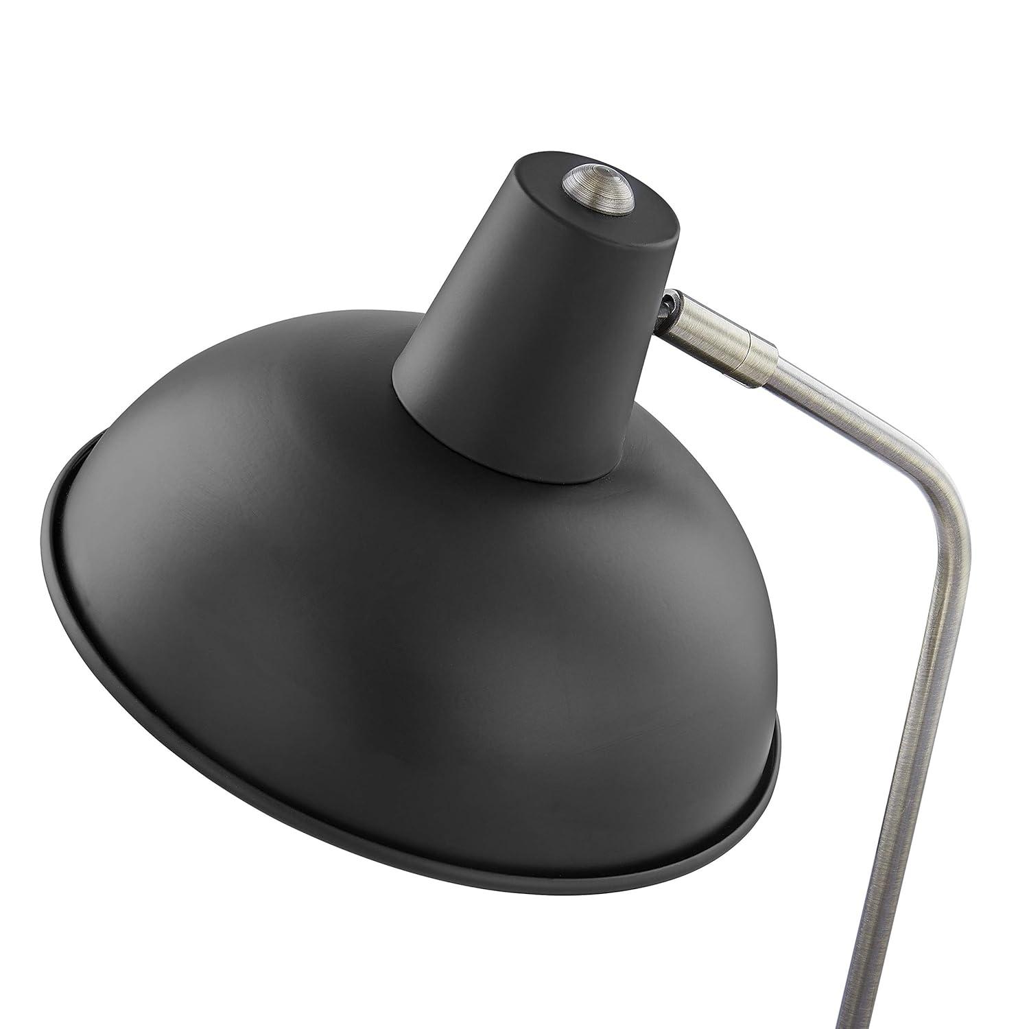 Light Society LS-T261-BK Hylight Black Retro Desk Lamp with Antique Brass Details, Mid Century Modern Vintage Style