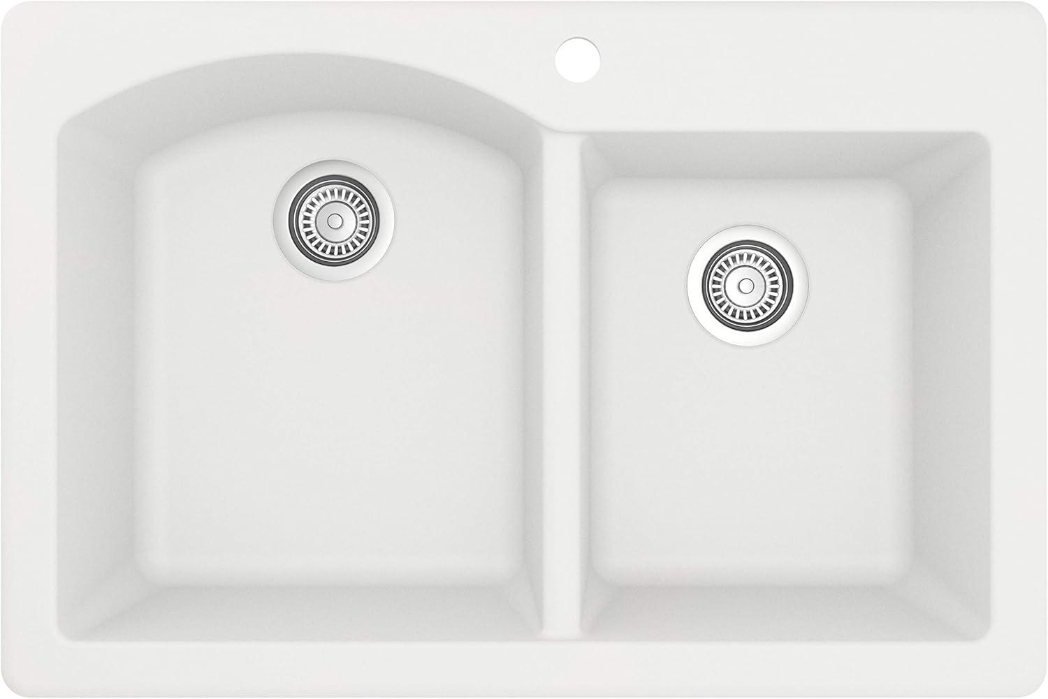 Karran Drop-in Quartz Composite 33'' X 22'' 1-Hole 60/40 Double Bowl Kitchen Sink