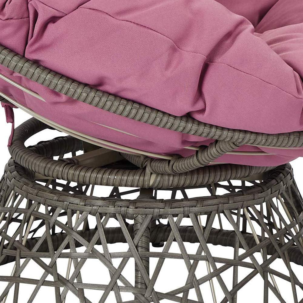 Papasan Chair with Purple cushion and Gray Wicker Resin Frame