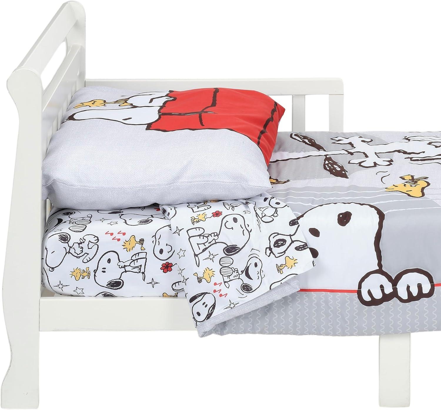 Lambs & Ivy 4pc Snoopy Love Toddler Bedding Set - Gray/Red/White