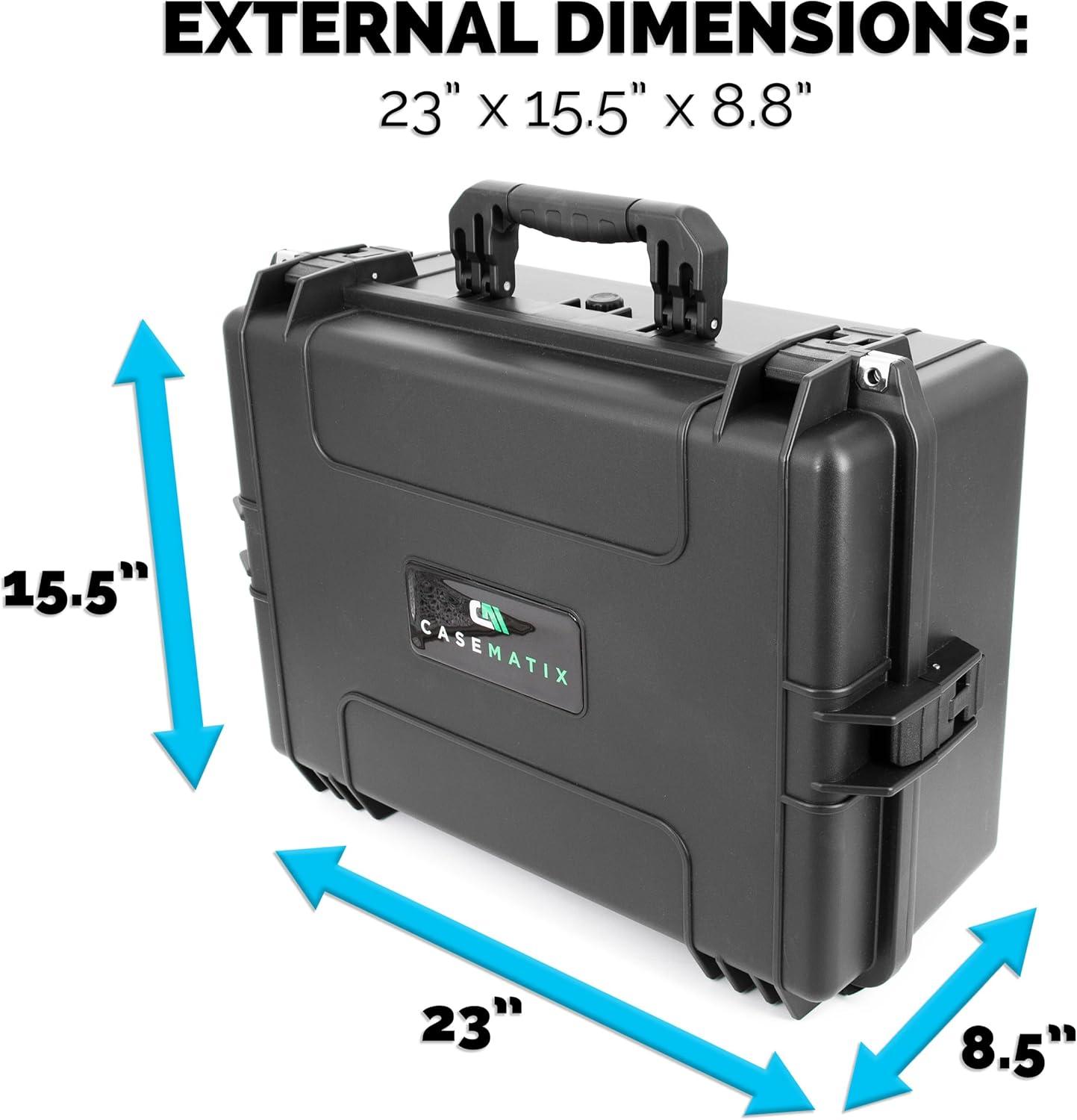 CASEMATIX 23" Waterproof Hard Case with Customizable Foam for Electronics, Tools and Accessories - Hard Shell Plastic Case with Pre-Diced Travel Case Foam Interior
