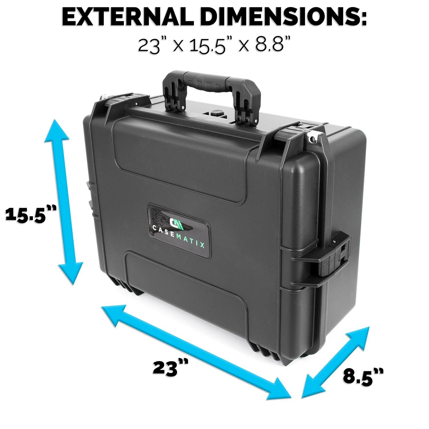 CASEMATIX 23" Waterproof Hard Case with Customizable Foam for Electronics, Tools and Accessories - Hard Shell Plastic Case with Pre-Diced Travel Case Foam Interior