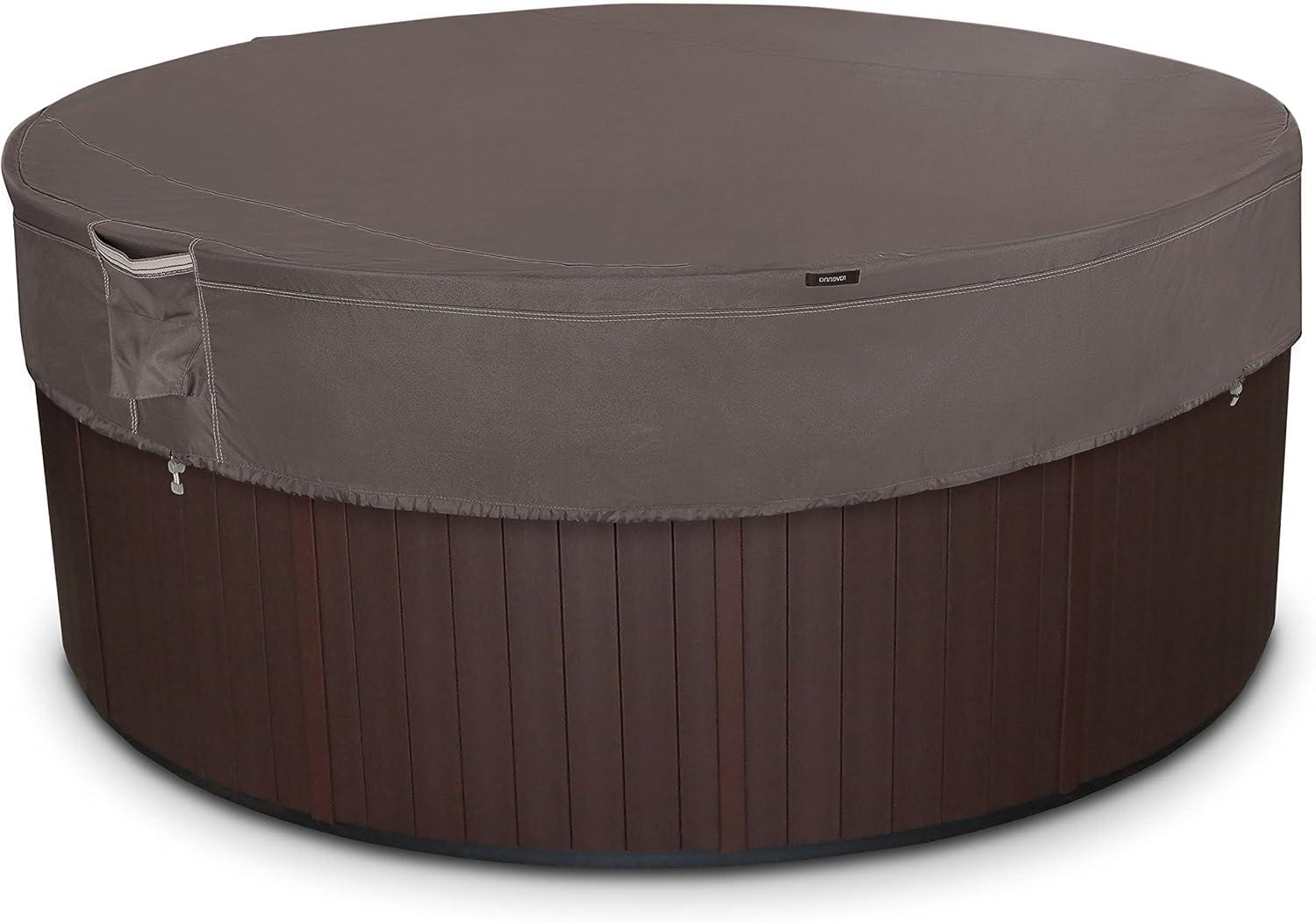 Classic Accessories Ravenna Water-Resistant Round Hot Tub Cover, Dark Taupe