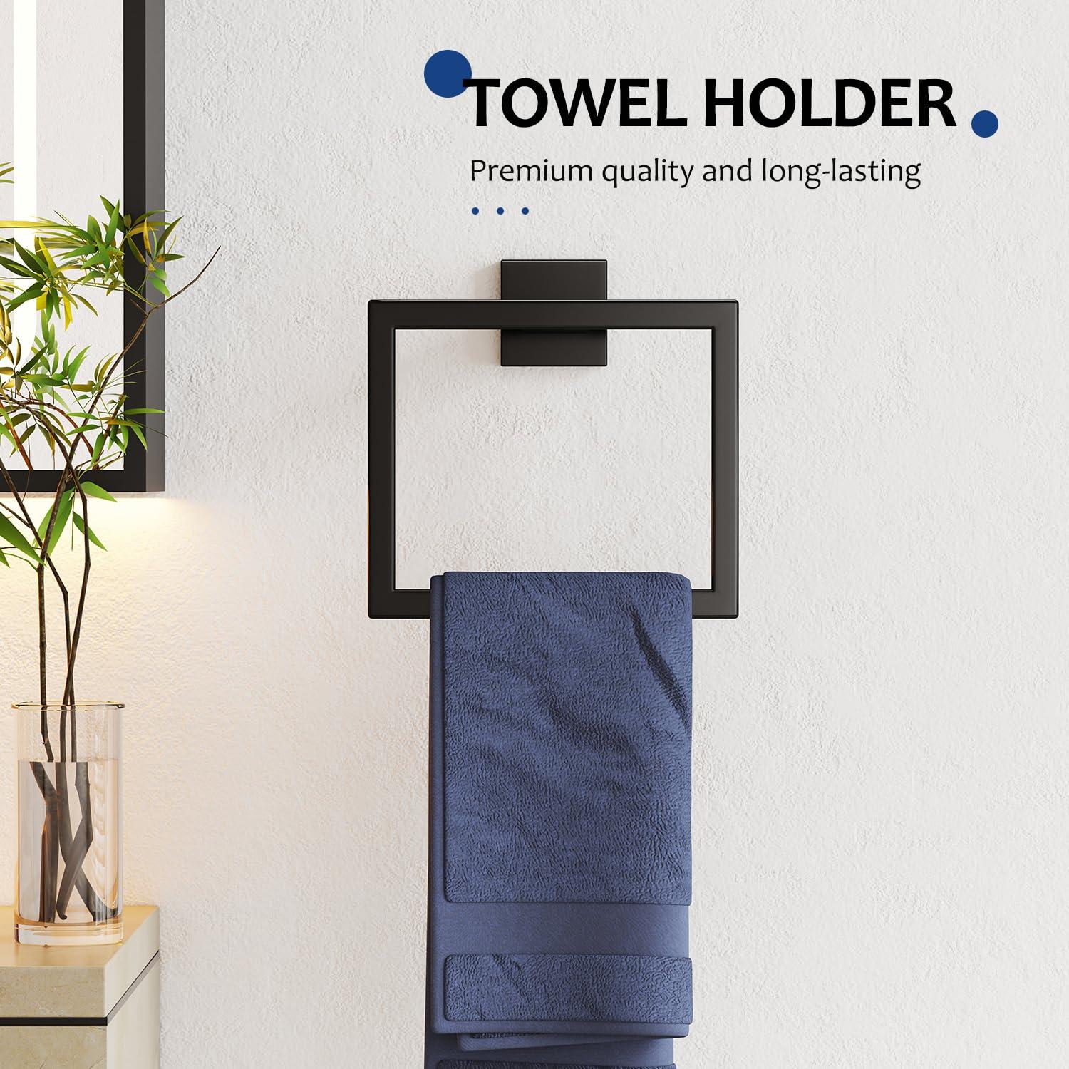 5-Pieces Matte Black Bathroom Hardware Accessories Set, SUS304 S...