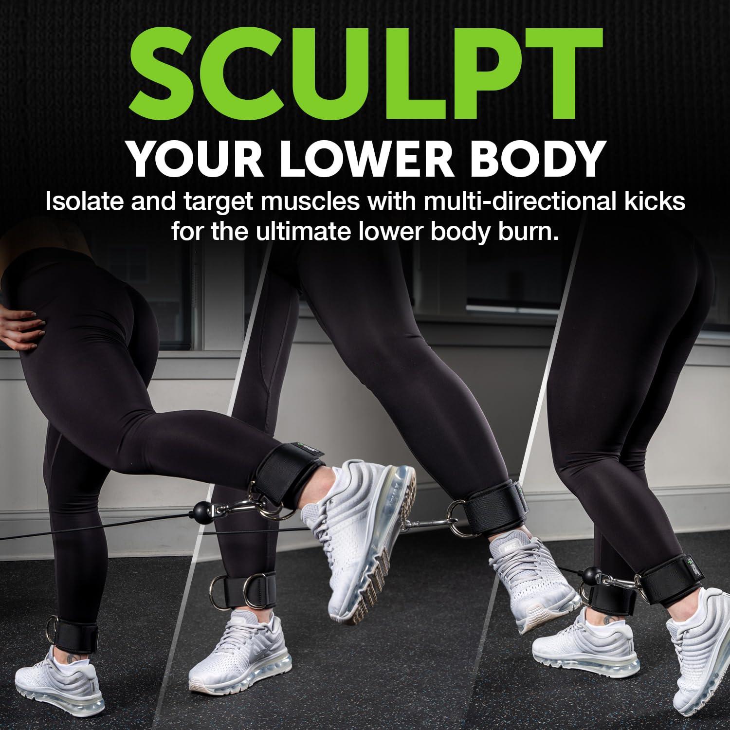 Black Neoprene Padded Ankle Straps with D-Rings