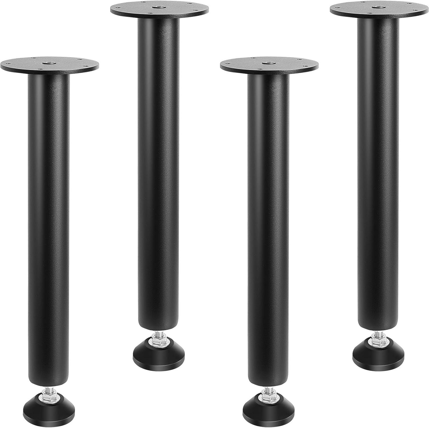 Symple Stuff Adjustable Desk Legs, Reinforced Steel Office Table Furniture legs Set of 4 for DIY, 1200 lbs Load Capacity Heavy Duty Desk Legs, Quick Instalation Legs with Adjustable Foot Cup Black (Set of 4)