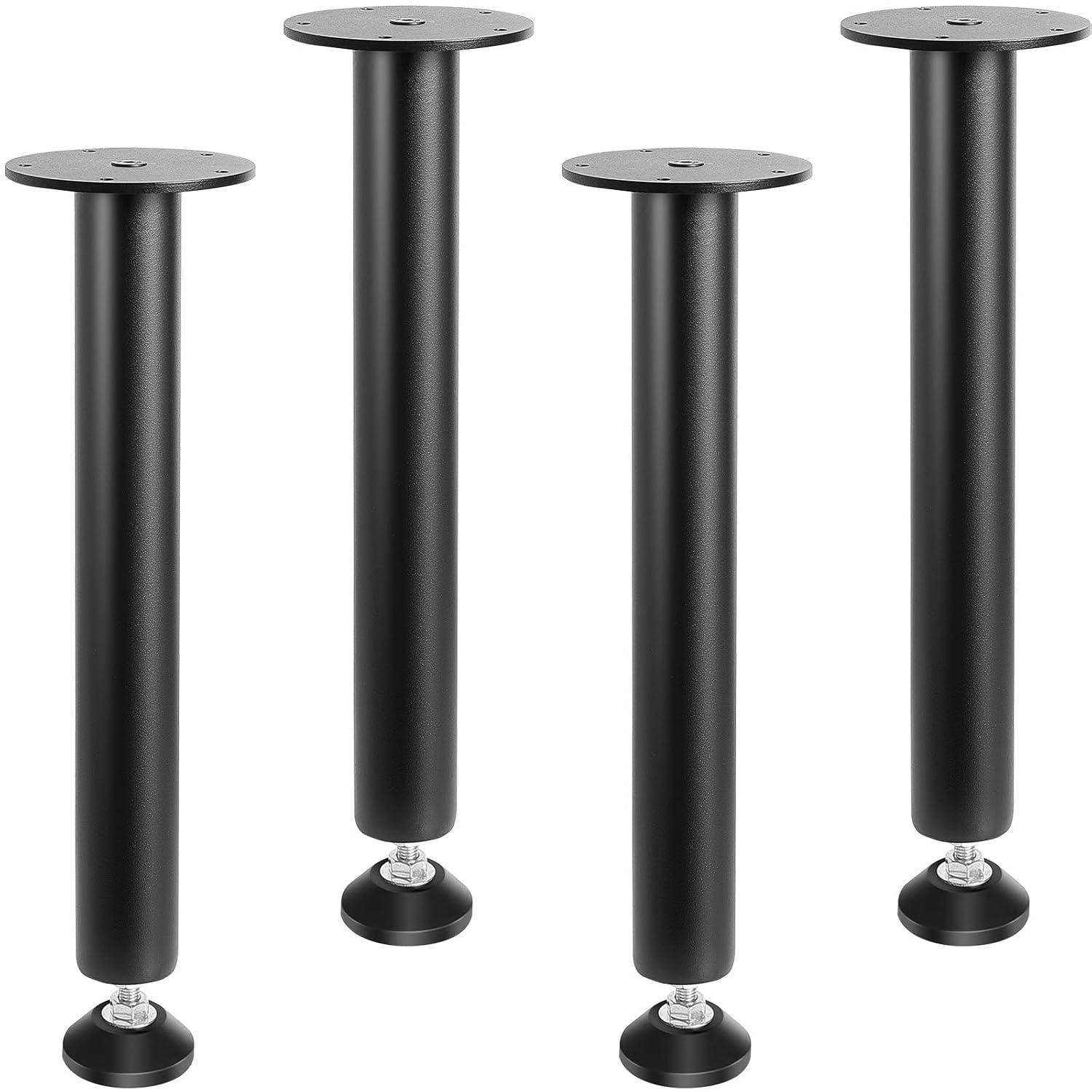 Symple Stuff Adjustable Desk Legs, Reinforced Steel Office Table Furniture legs Set of 4 for DIY, 1200 lbs Load Capacity Heavy Duty Desk Legs, Quick Instalation Legs with Adjustable Foot Cup Black (Set of 4)
