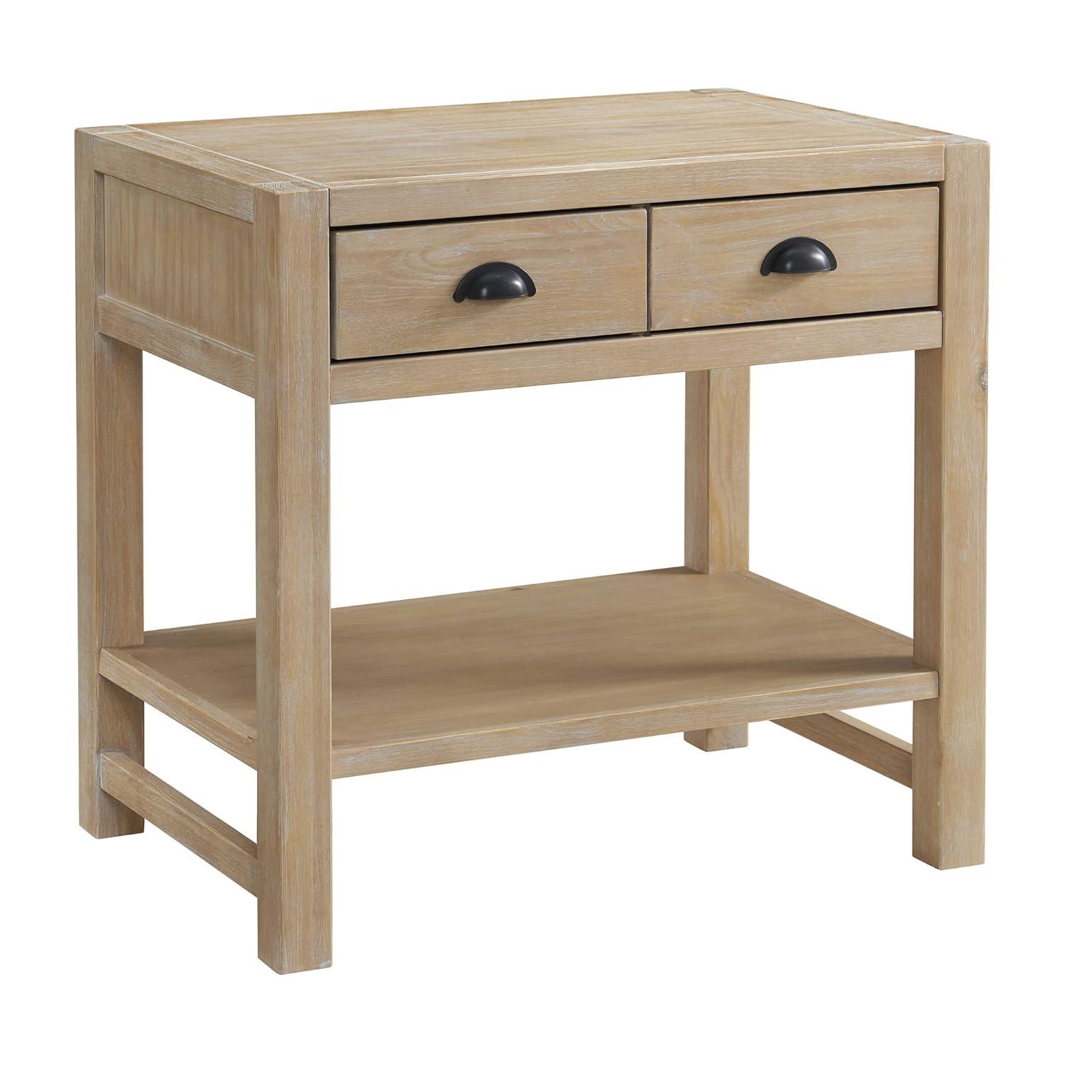 Arden 2-Drawer Wood Nightstand, Perfect for Modern Rustic, Boho or Traditional Bedroom, Functional and Stable Storage, 28W x 19D x 26 3/8H