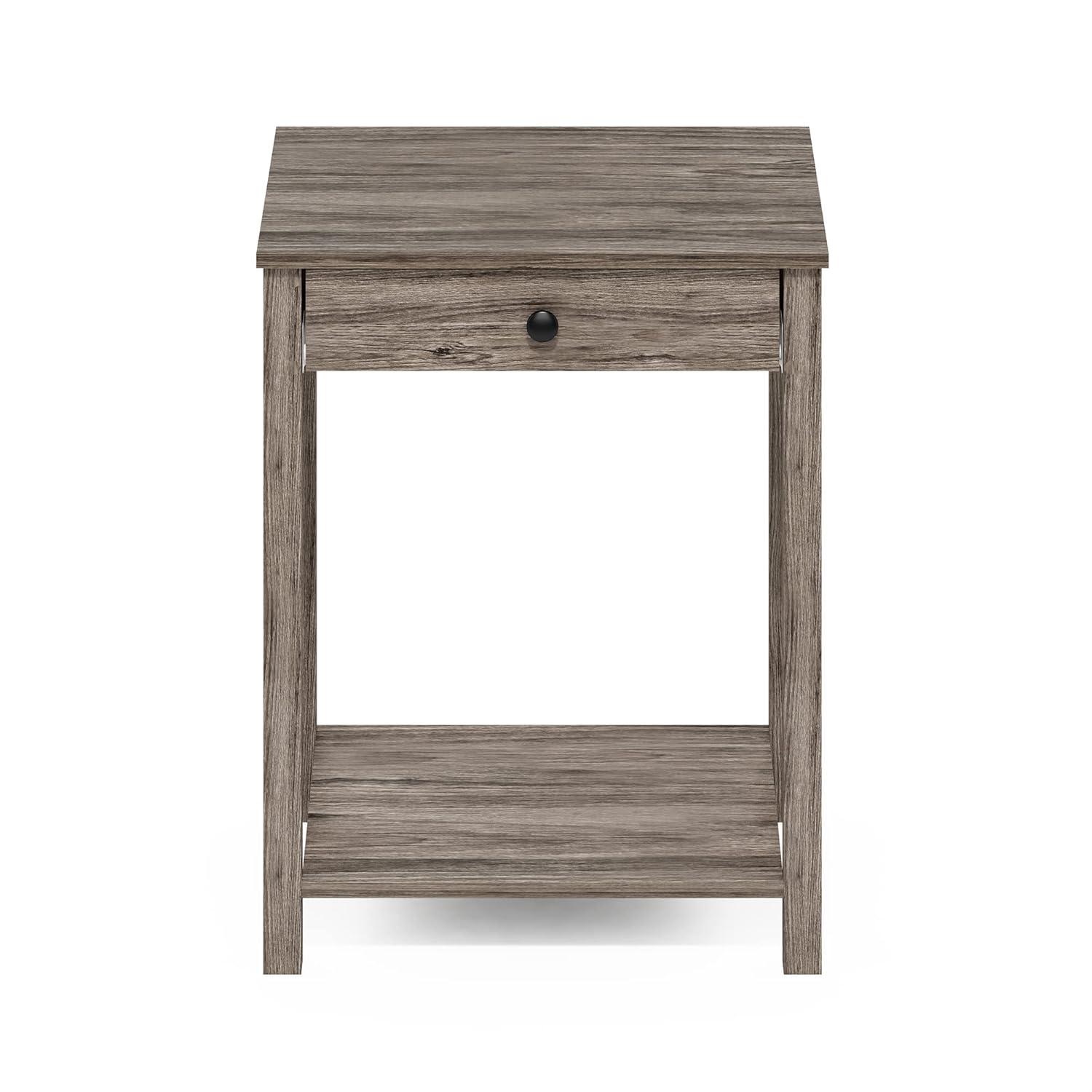 Furinno Mid-Century Sofa Side End Table W/Drawer & Open Storage Shelf,Rustic Oak