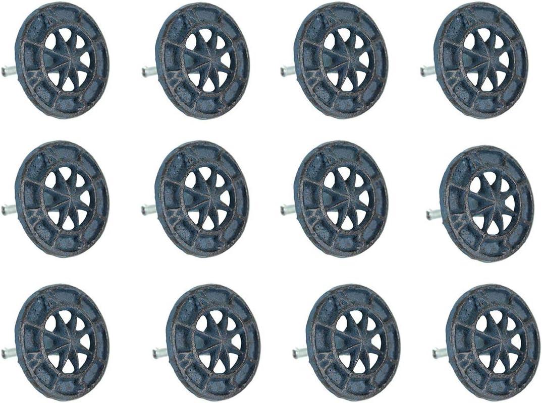 Zeckos Set Of 12 Light Blue Cast Iron Compass Rose Drawer Pulls Cabinet Hardware Knobs (Set of 12)