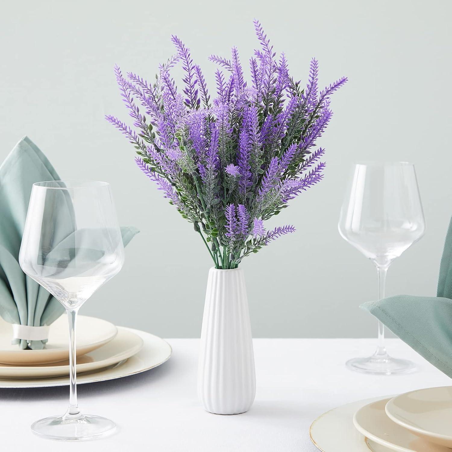 Juvale 12 Bundles Artificial Lavender Flowers for Bouquets, Fake Wild Stems for Wedding, Faux Table Centerpieces (14x2x3 in)