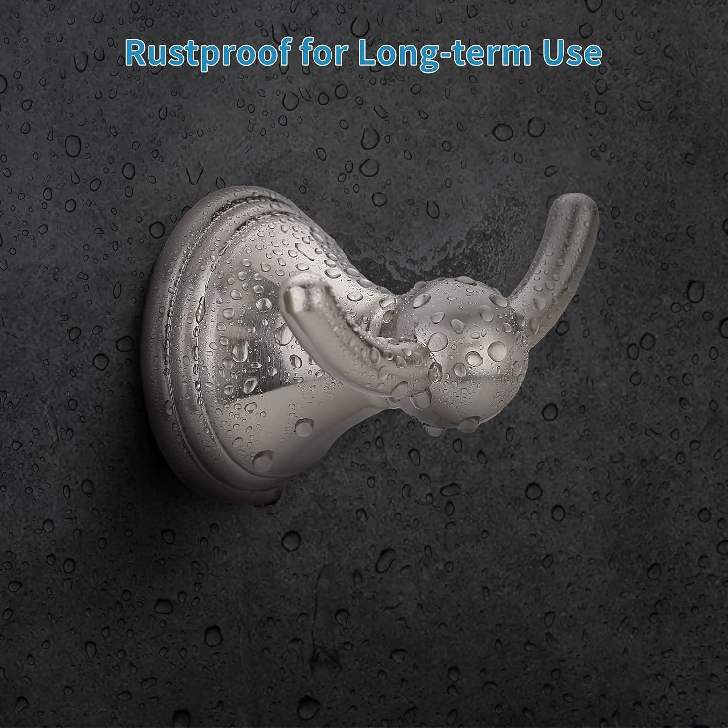 FILTA Bathroom Towel Hooks, Brushed Nickel Robe & Towel Hooks for Wall Mounted, Traditional Towel and Robe Hooks for Hanging Towels, Bath Towel Holder for Shower(2 Pack)