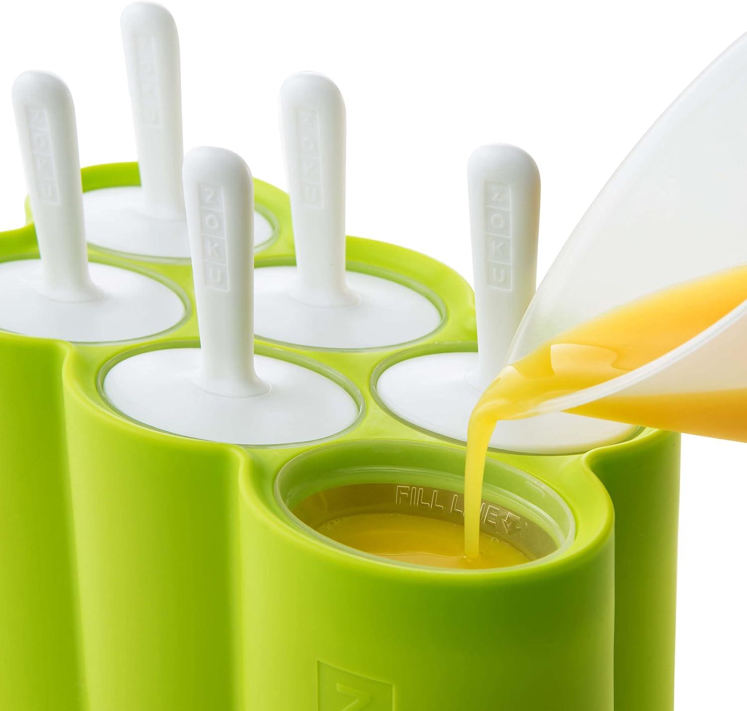 ZOKU Classic Pop Molds, 6 Popsicle Molds with Reusable Sticks and Drip-guards, BPA-free