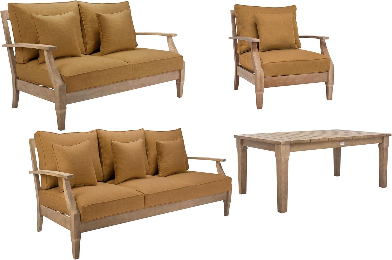 SAFAVIEH Couture Martinique Coastal Eucalyptus Wood Solid Armchair, Natural/Grey