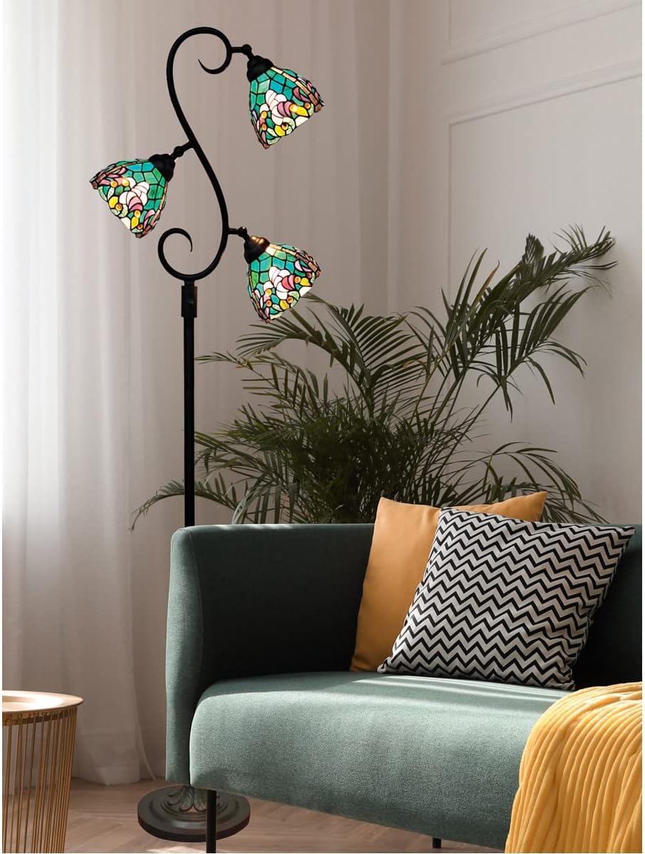 Dale Tiffany Alassio Teal 3-Light Tiffany Floor Lamp
