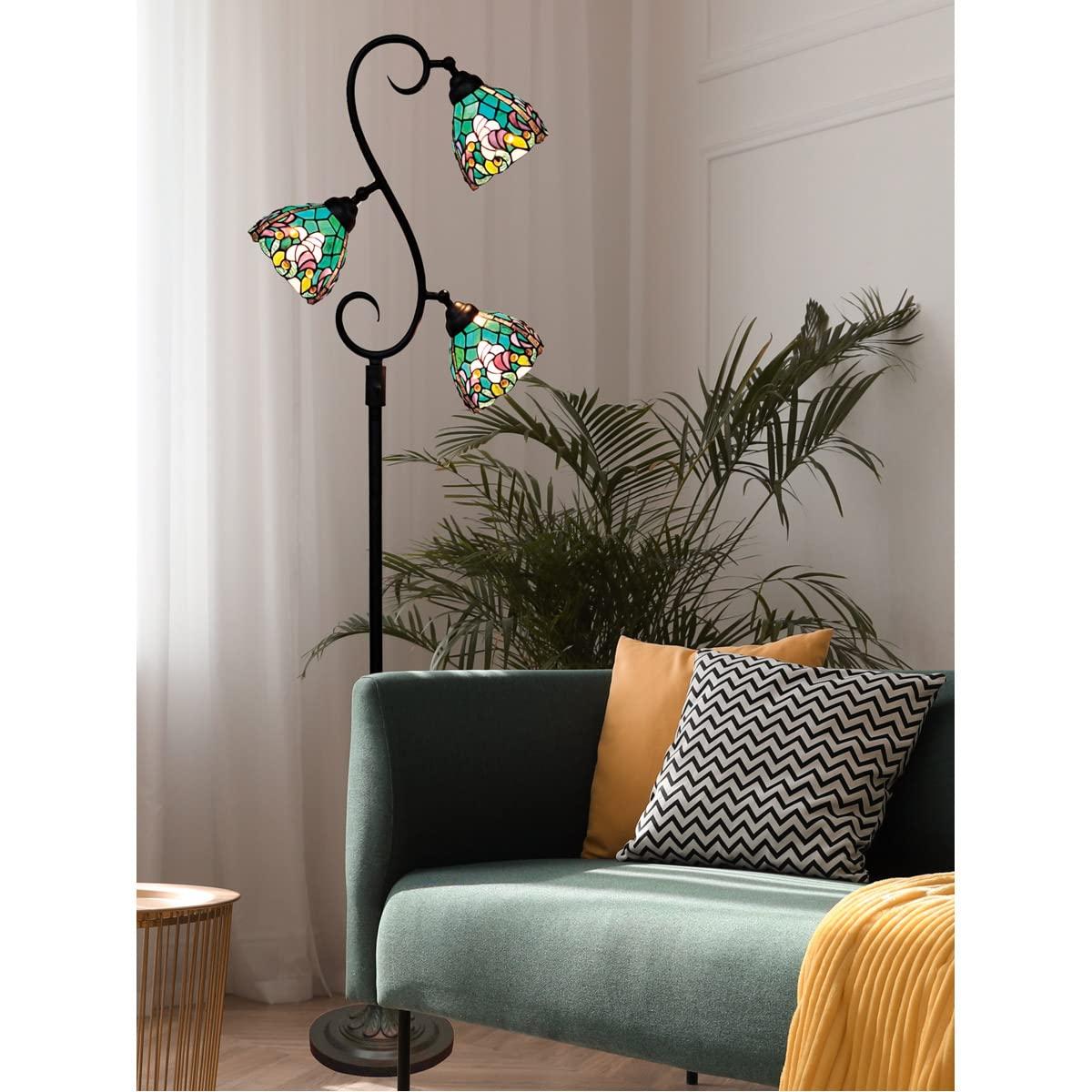 Dale Tiffany Alassio Teal 3-Light Tiffany Floor Lamp