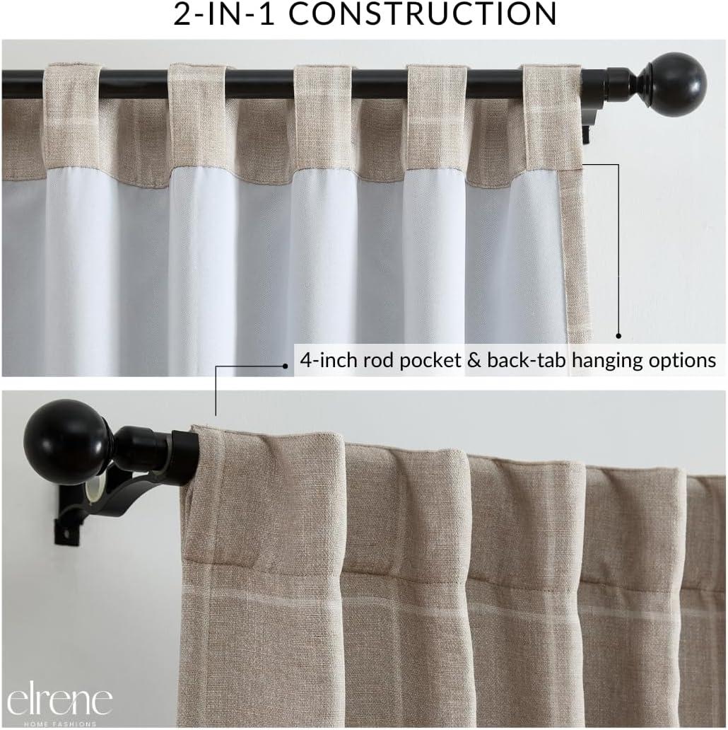 Elrene Sawyer Windowpane Plaid Blackout Window Curtain Panel - Elrene Home Fashions