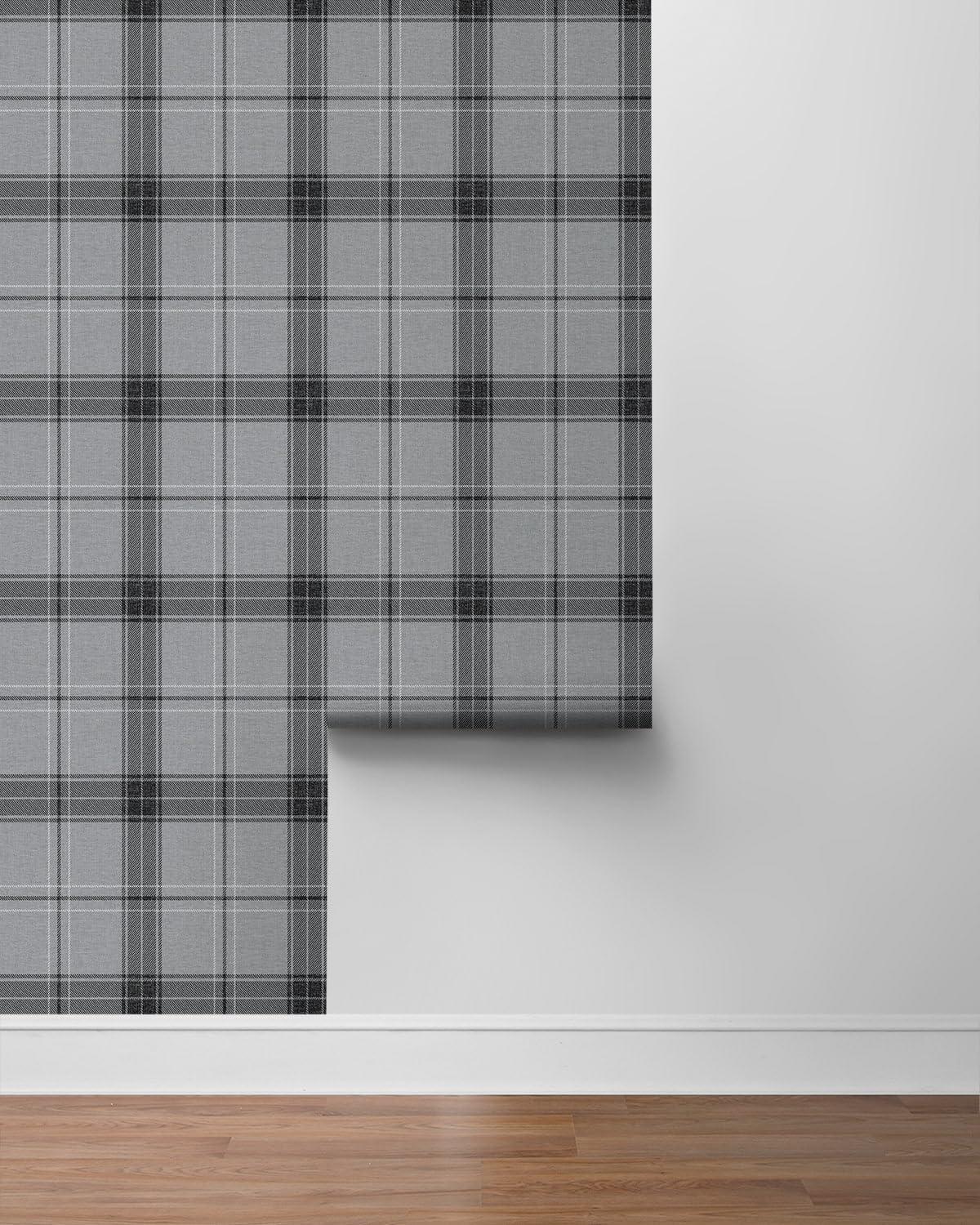 Greyscale Plaid Self-Adhesive Vinyl Wallpaper Roll