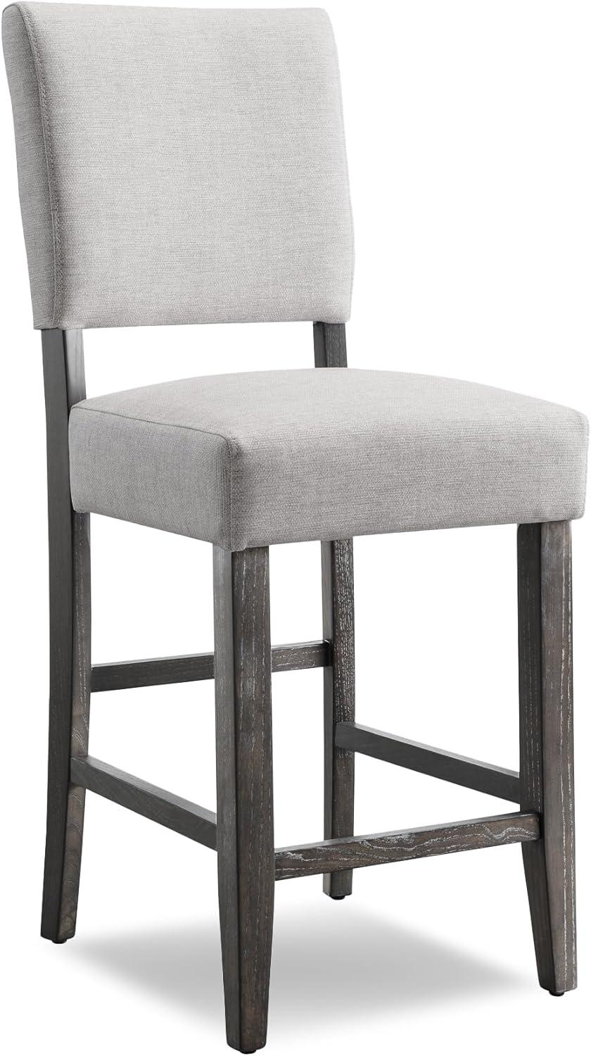 Set of 2 Counter Height Barstools Gray - Leick Home: Upholstered Linen, Padded Back, Wood Frame
