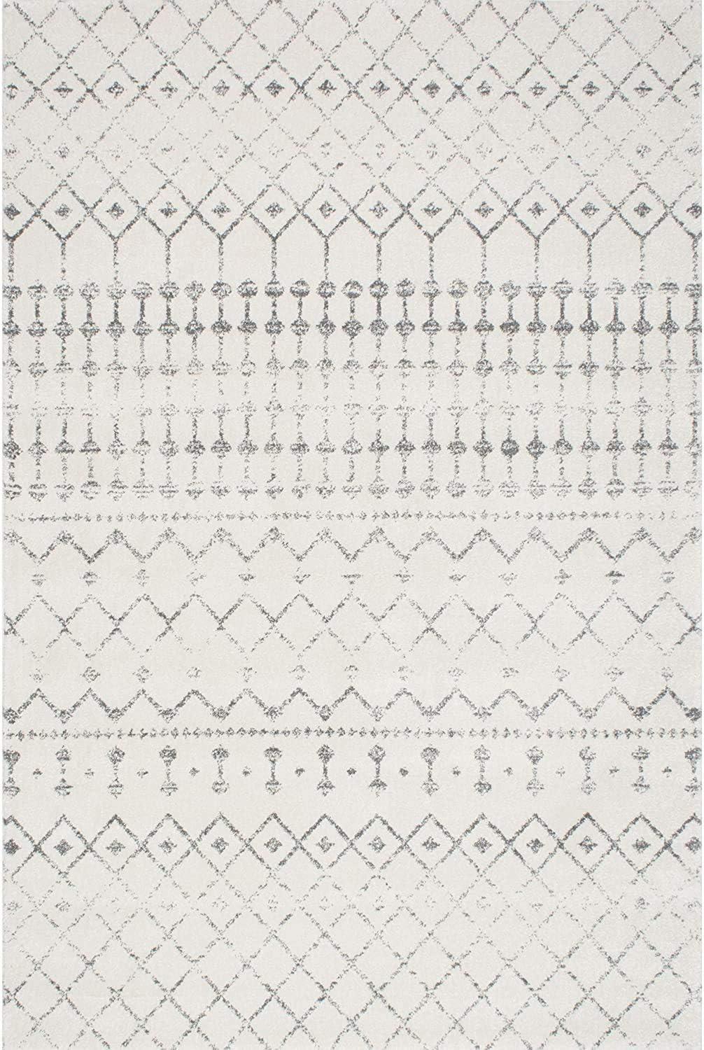 nuLOOM Bodrum 6 x 9 (ft) Loomed Polypropylene Grey Rectangular Indoor Geometric Moroccan Area rug