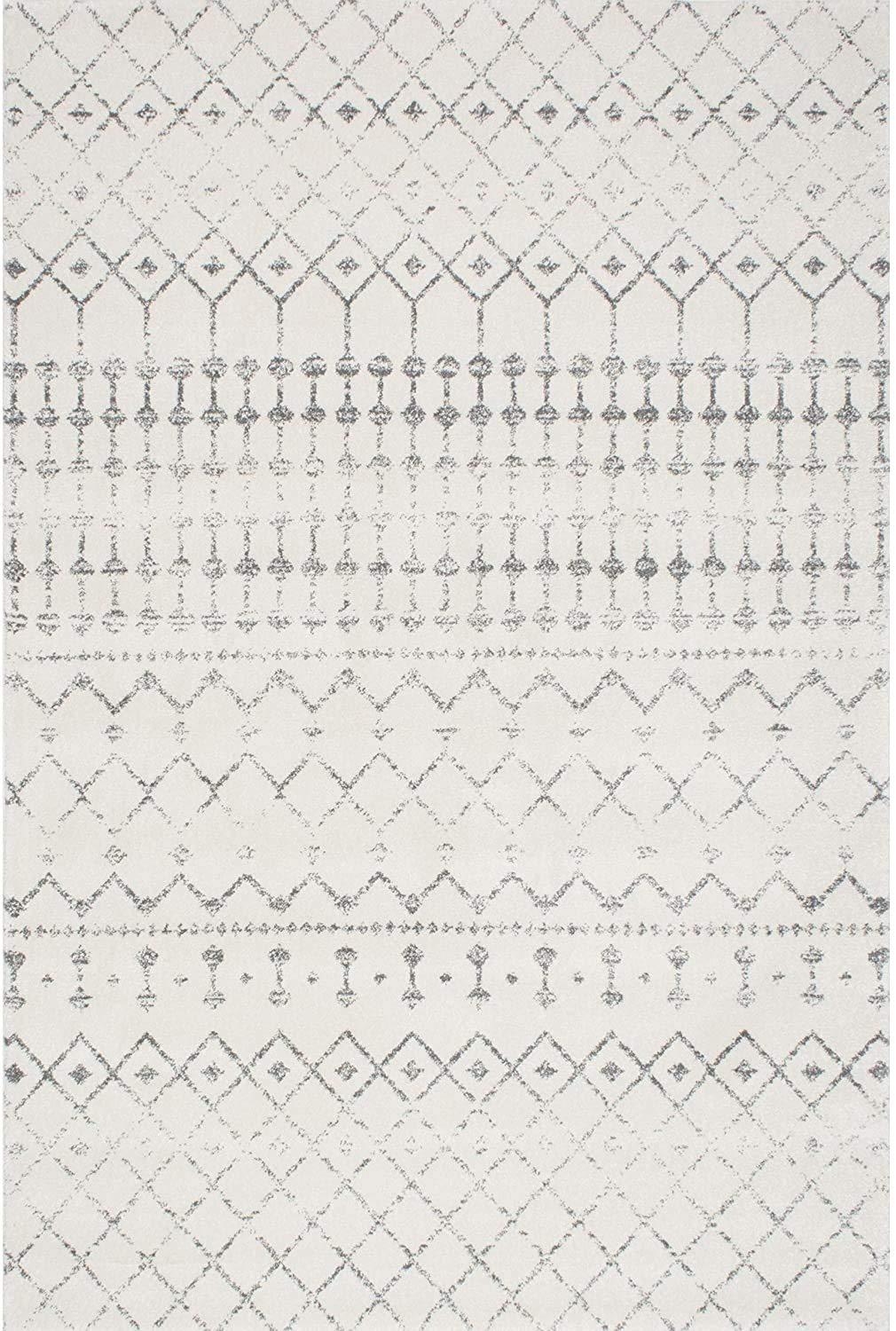 nuLOOM Bodrum 6 x 9 (ft) Loomed Polypropylene Grey Rectangular Indoor Geometric Moroccan Area rug