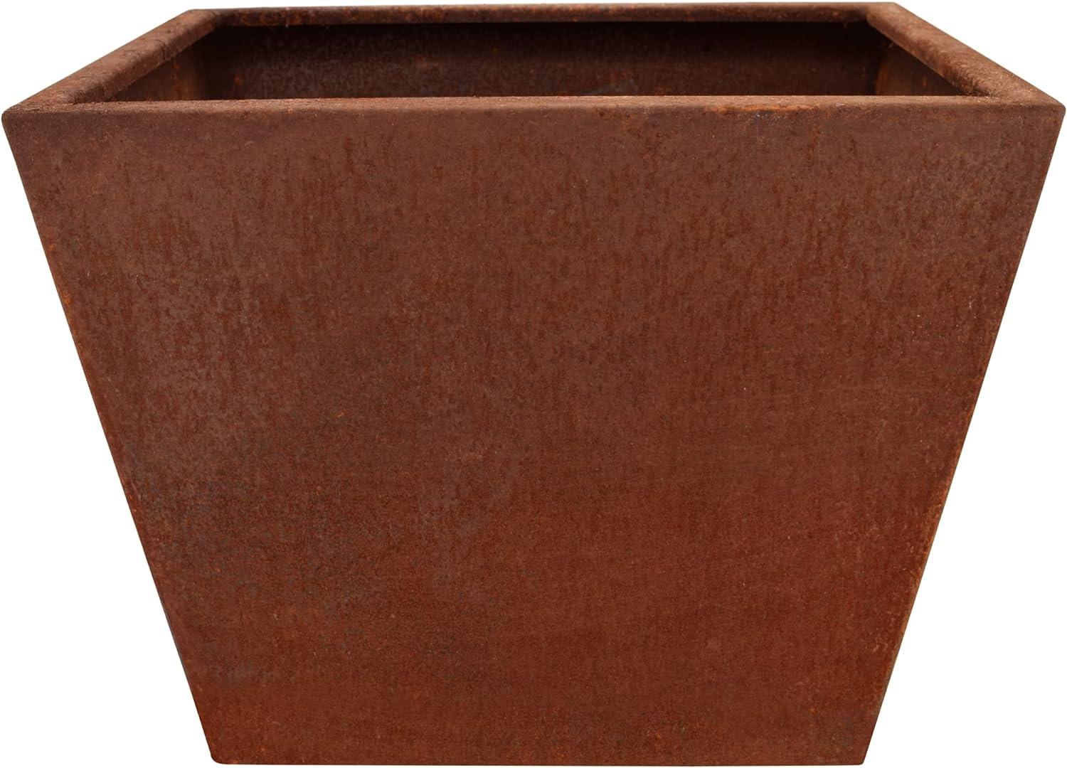 Large Weathered Corten Steel Square Planter