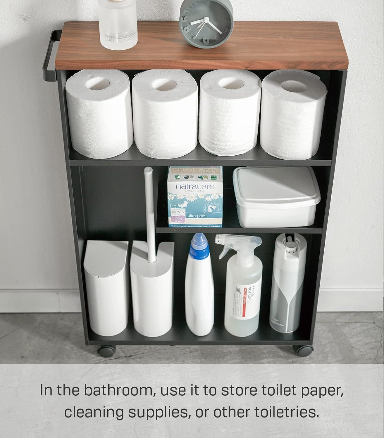 Yamazaki Slim Rolling Bathroom Cart with Handle