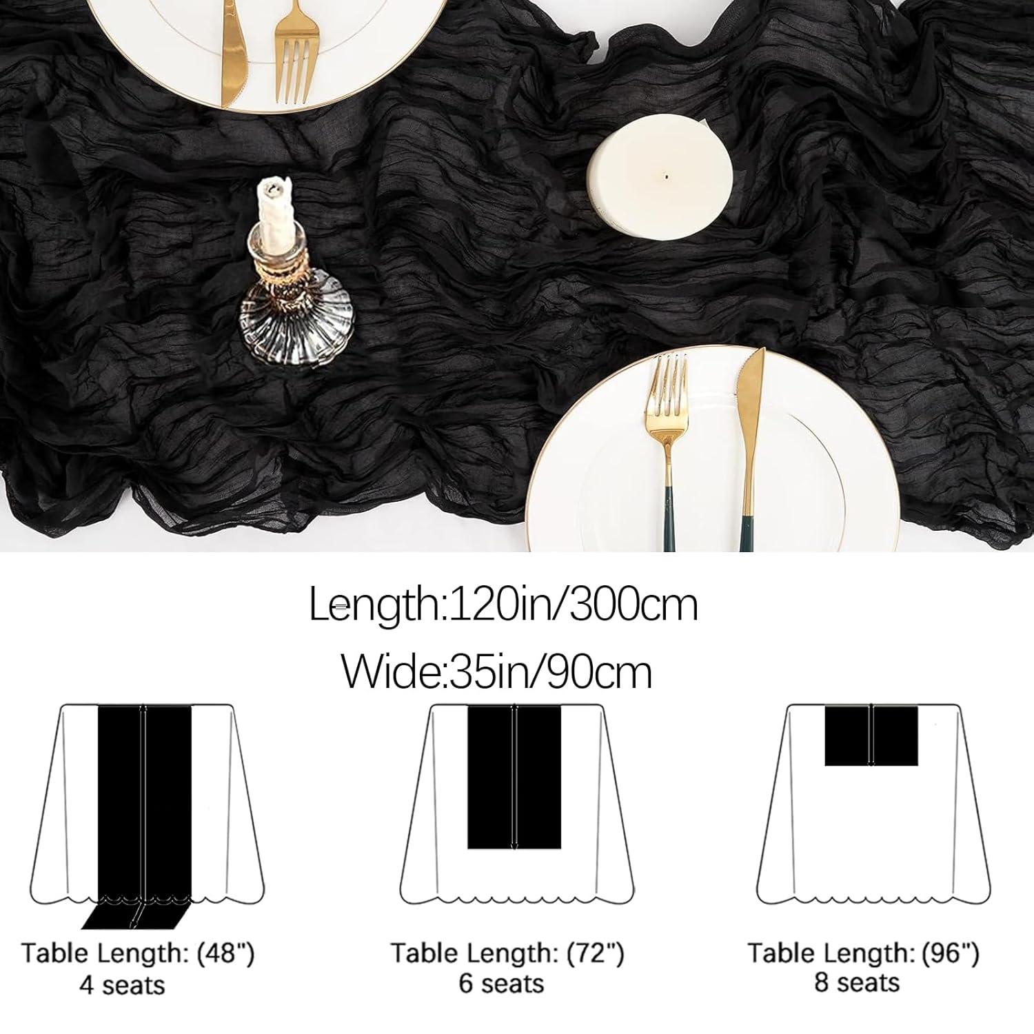 Mint Green Cheesecloth Table Runner 6 Pack 35" Boho Gauze Runner 120 inches Long Tablecloth Runner Rustic Sheer Fabric Bulk for Baby Shower Wedding Bridal Birthday Party Table Decorations