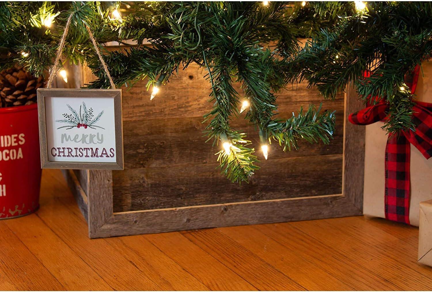 Natural Weathered Gray Reclaimed Wood Christmas Tree Box Collar