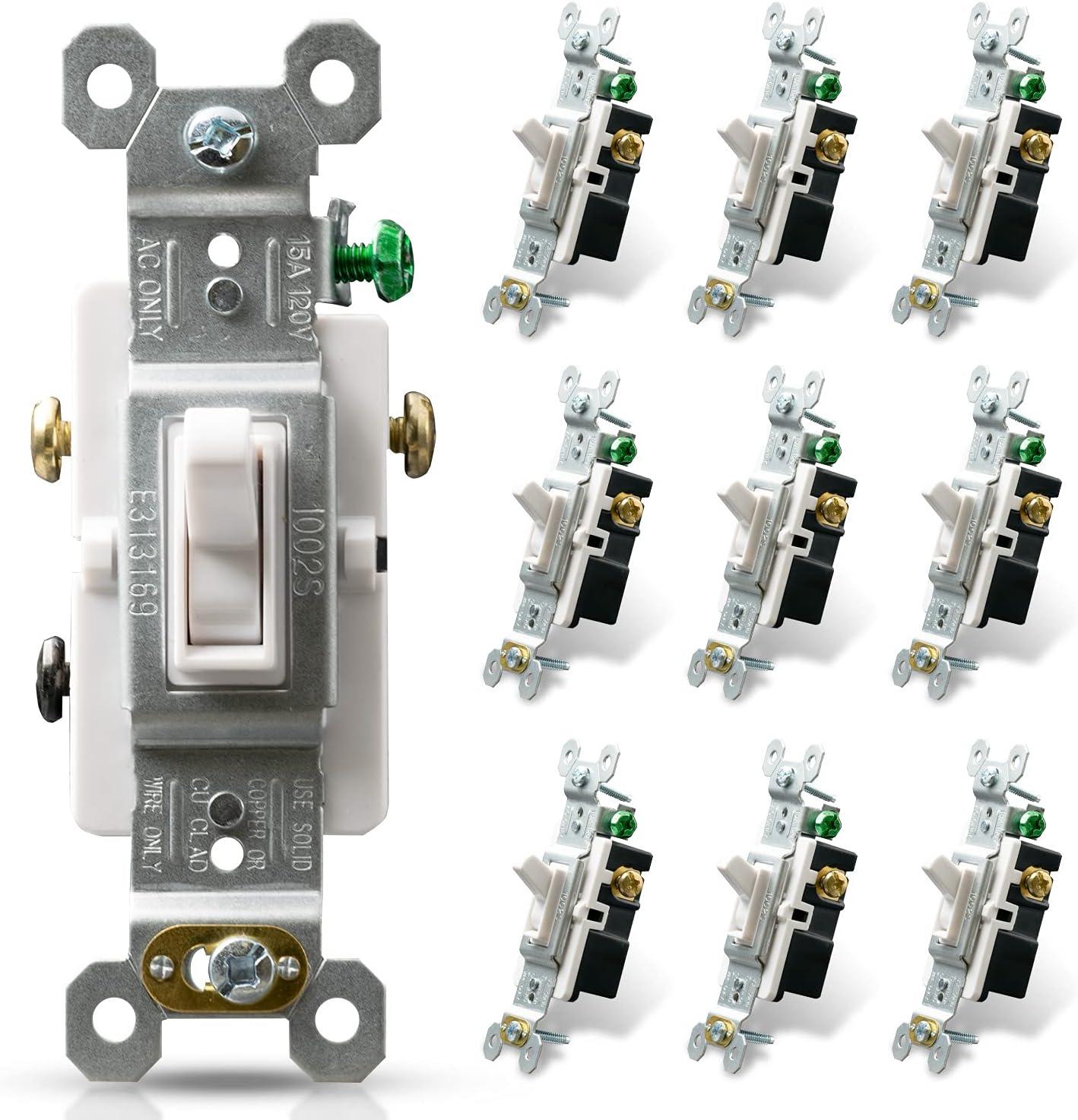 Glossy White 3-Way Toggle Light Switch 15 Amp