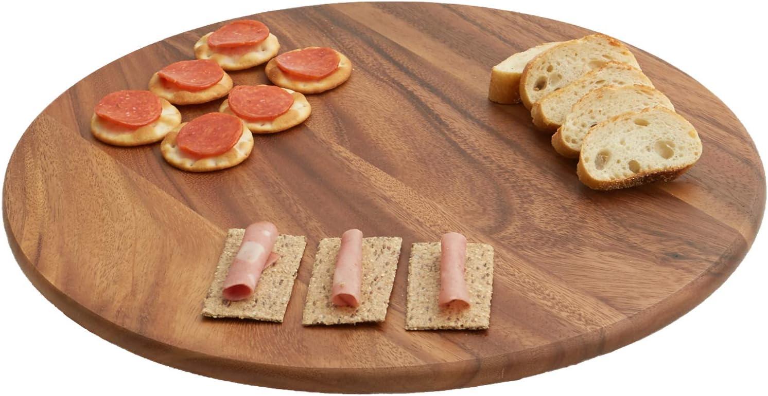 Woodard & Charles Acacia Wood Lazy Susan Tray with Stainless Steel Ball Bearing Mechanism, 16-Inch