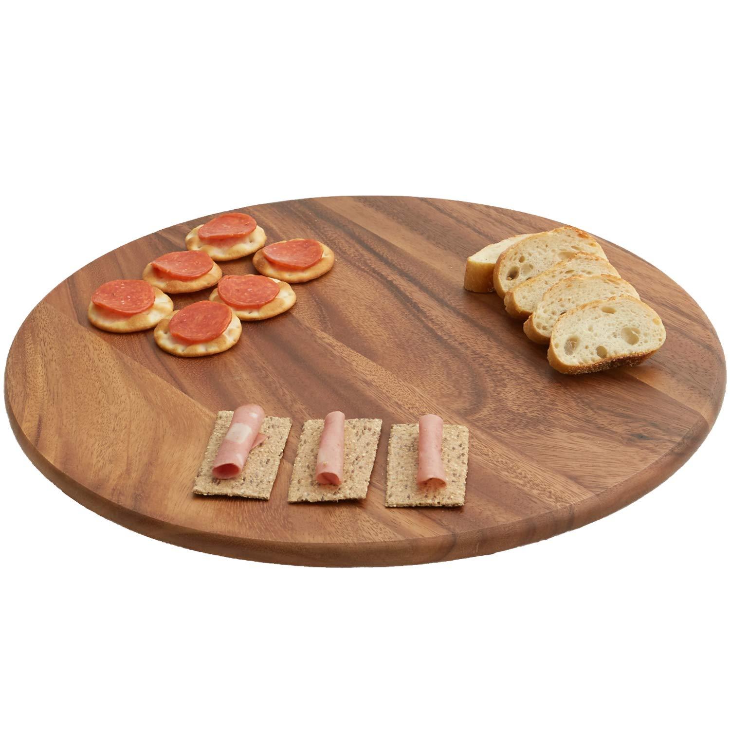 Woodard & Charles Acacia Wood Lazy Susan Tray with Stainless Steel Ball Bearing Mechanism, 16-Inch