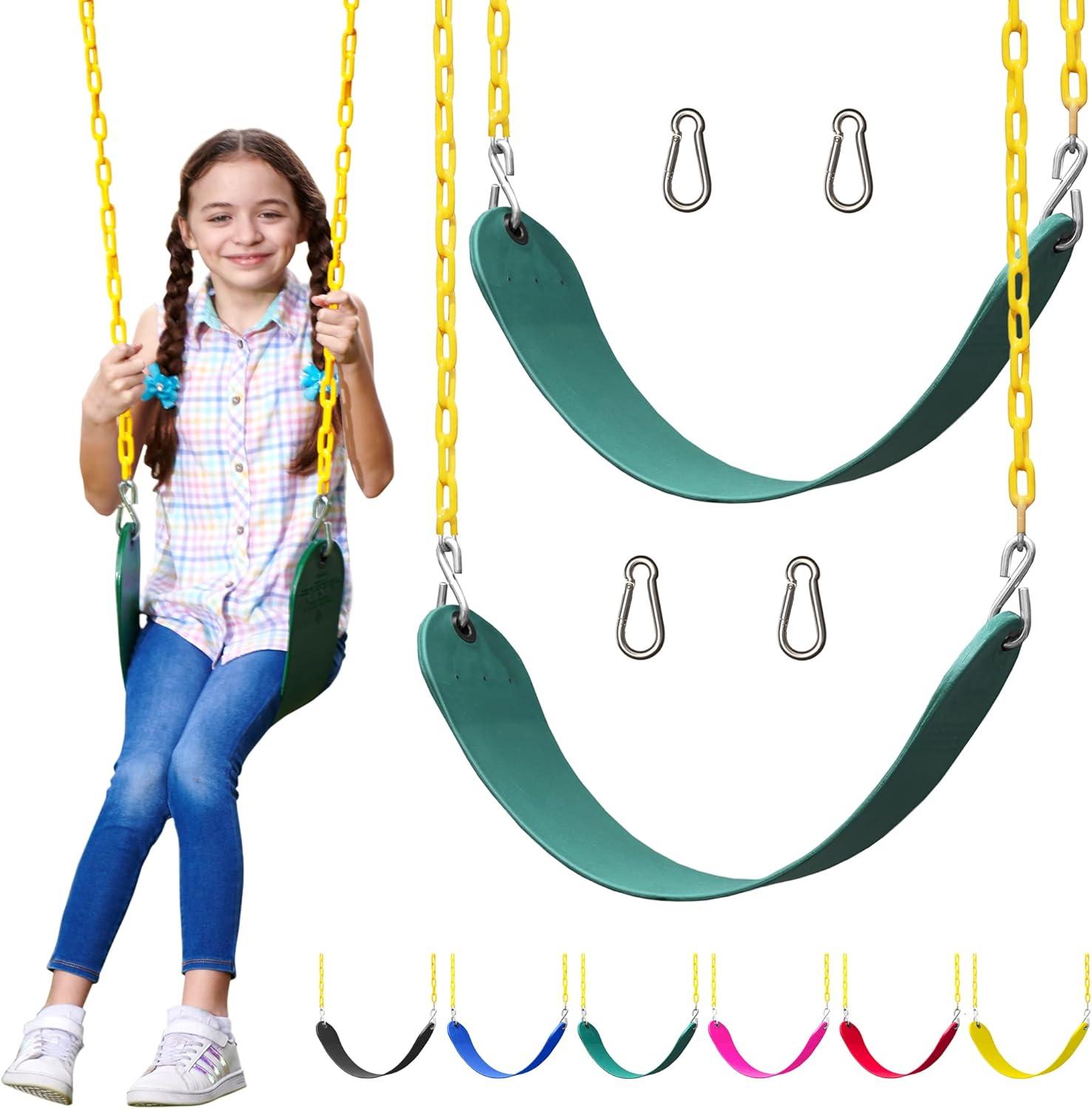 Green Heavy Duty Outdoor Swing Set with Chains, 2 Pack