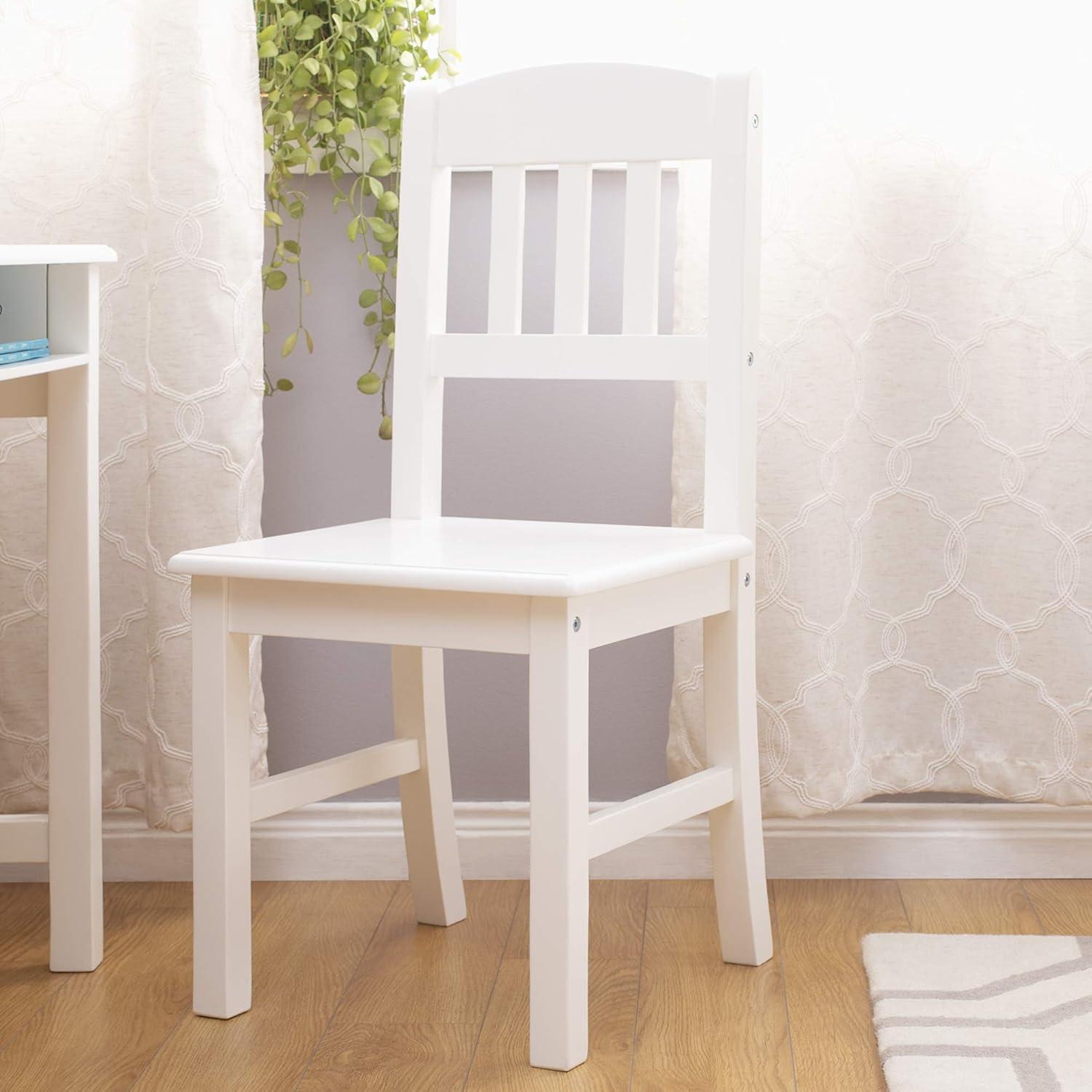 Guidecraft Taiga Kids Desk and Chair Set with Hutch - White: Kids Wood Desk with Drawers, Storage Shelf, and Corkboard | Study Table for Kids Bedroom