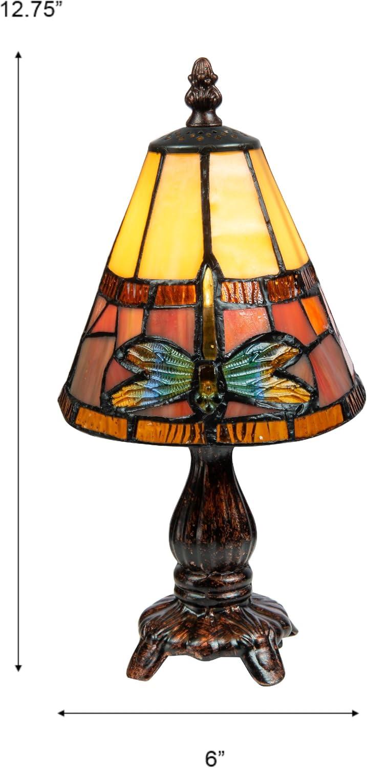 Cavan 13" Blue and Amber Stained Glass Accent Lamp