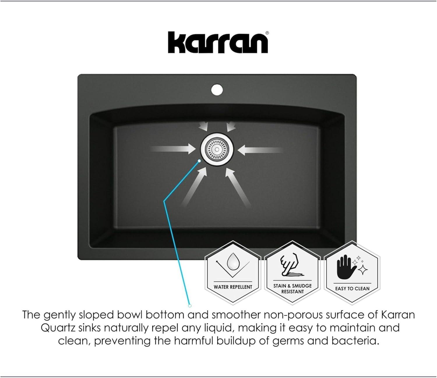 Karran Quartz Composite 18'' X 16'' Single Bowl Drop-in or Undermount Kitchen Sink