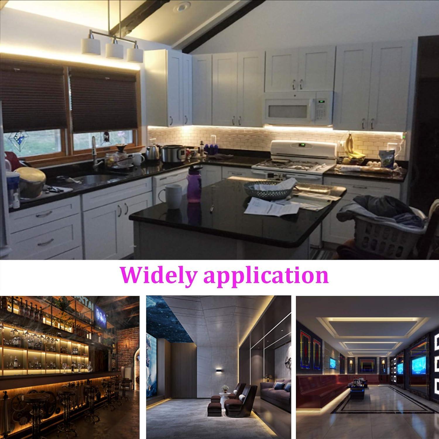 Warm White Dimmable LED Strip Lights: 16.4ft, RF Remote, ETL Listed Adapter