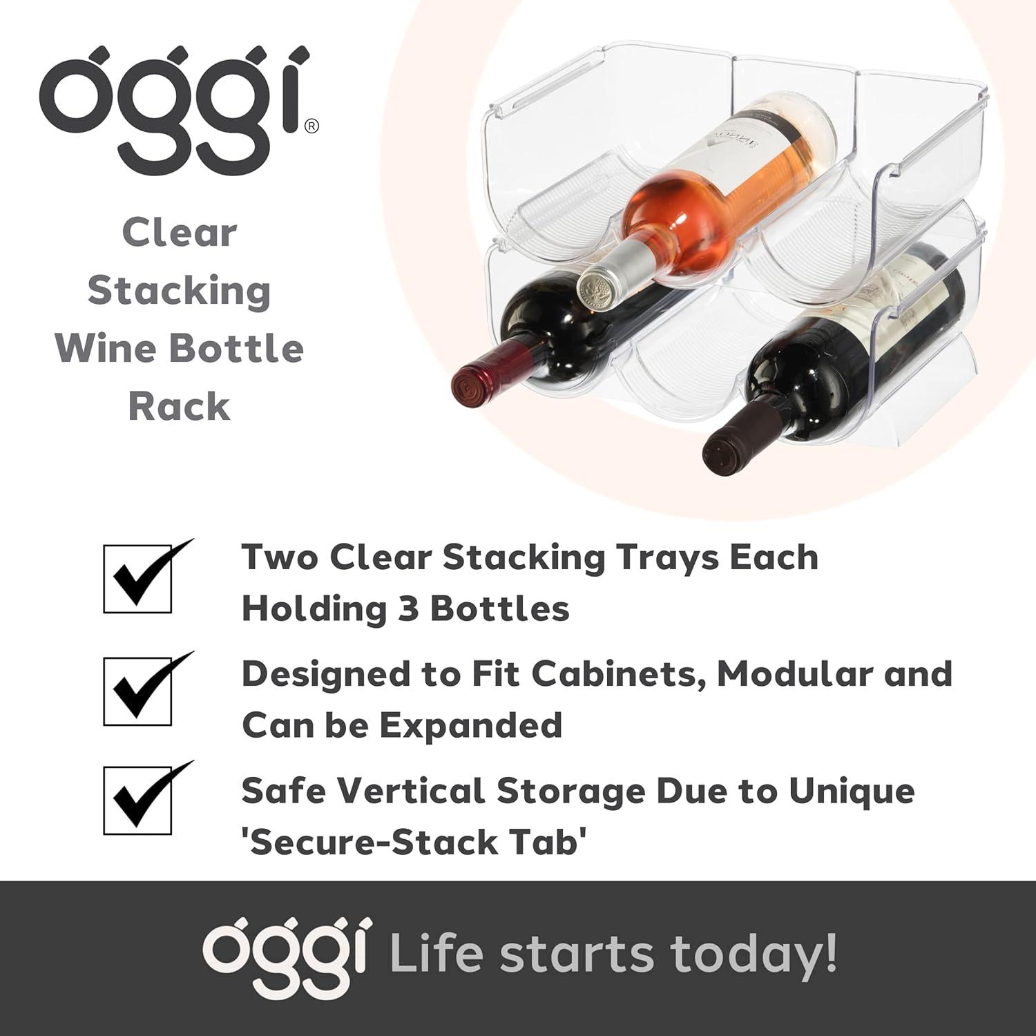 Oggi Neat 3 Bottle Tabletop Wine Bottle Rack in Clear