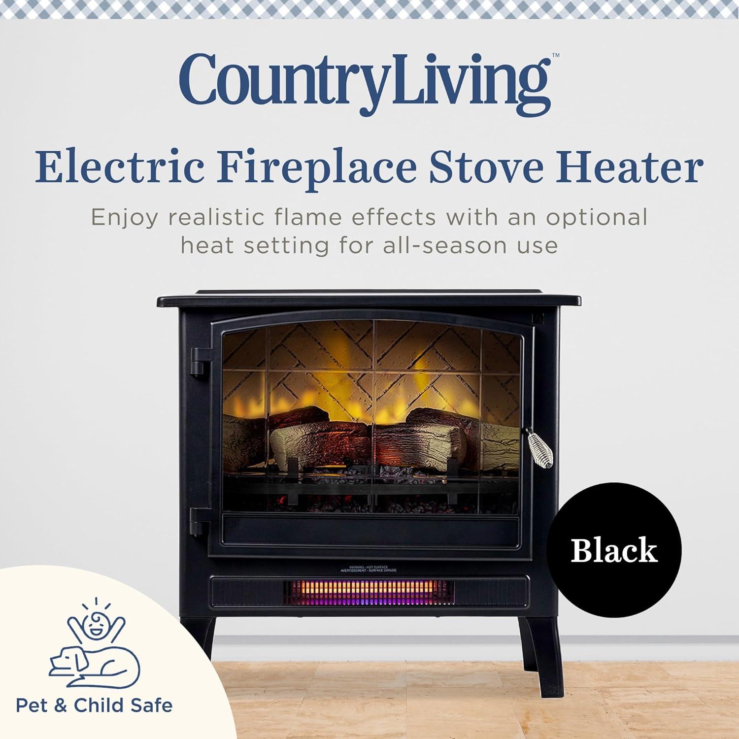 Country Living Smart Infrared Electric Fireplace Stove Heater, Alexa and Google Home Compatible